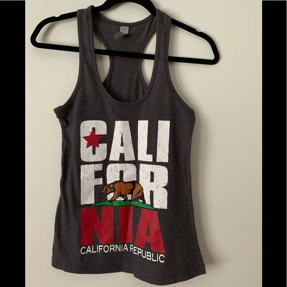 California black and gray with logo tank top, racer back, 60% cotton, Small. - Picture 1 of 4